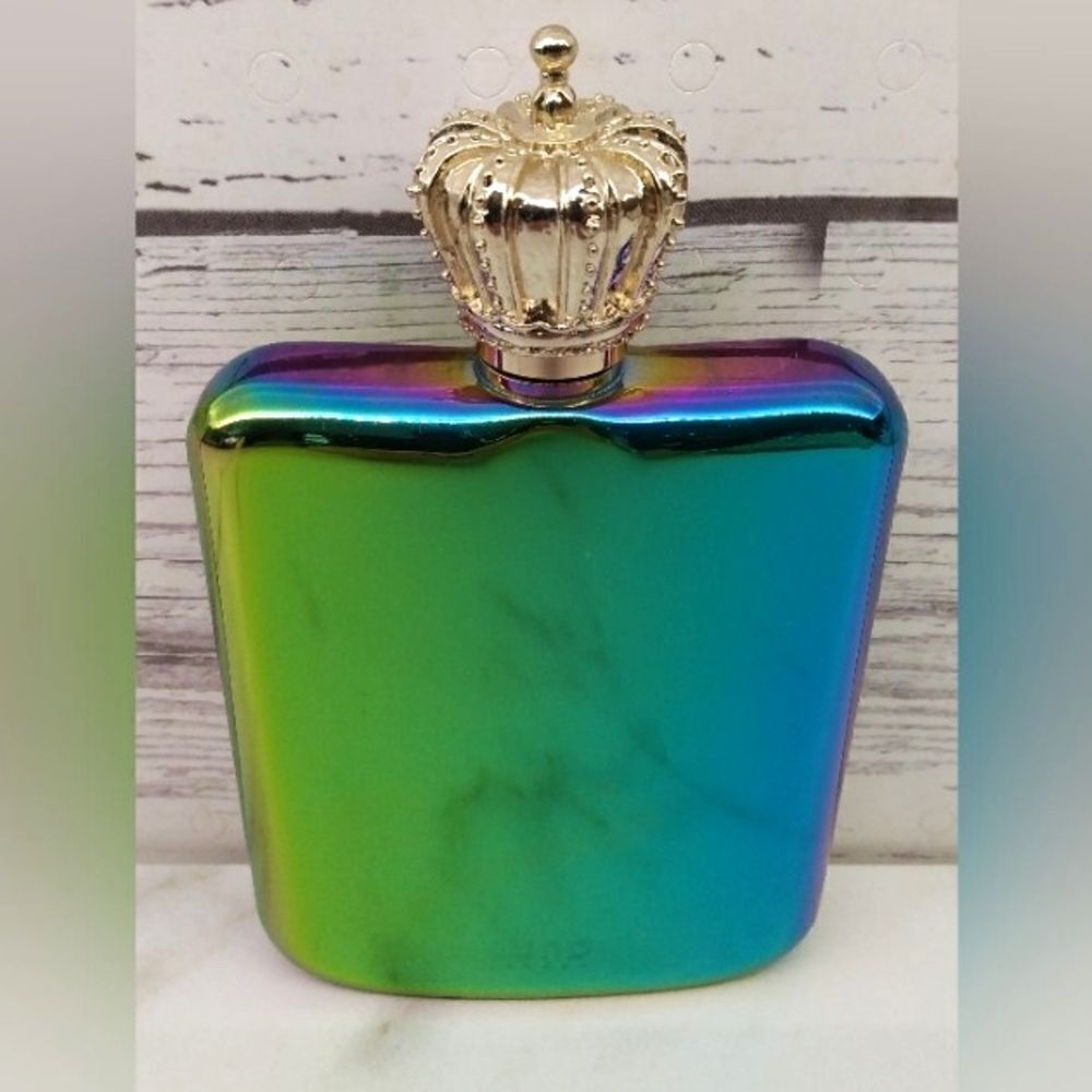 Lund of London Stainless Steel Iridescent Rainbow Drinking Flask Party Crown
